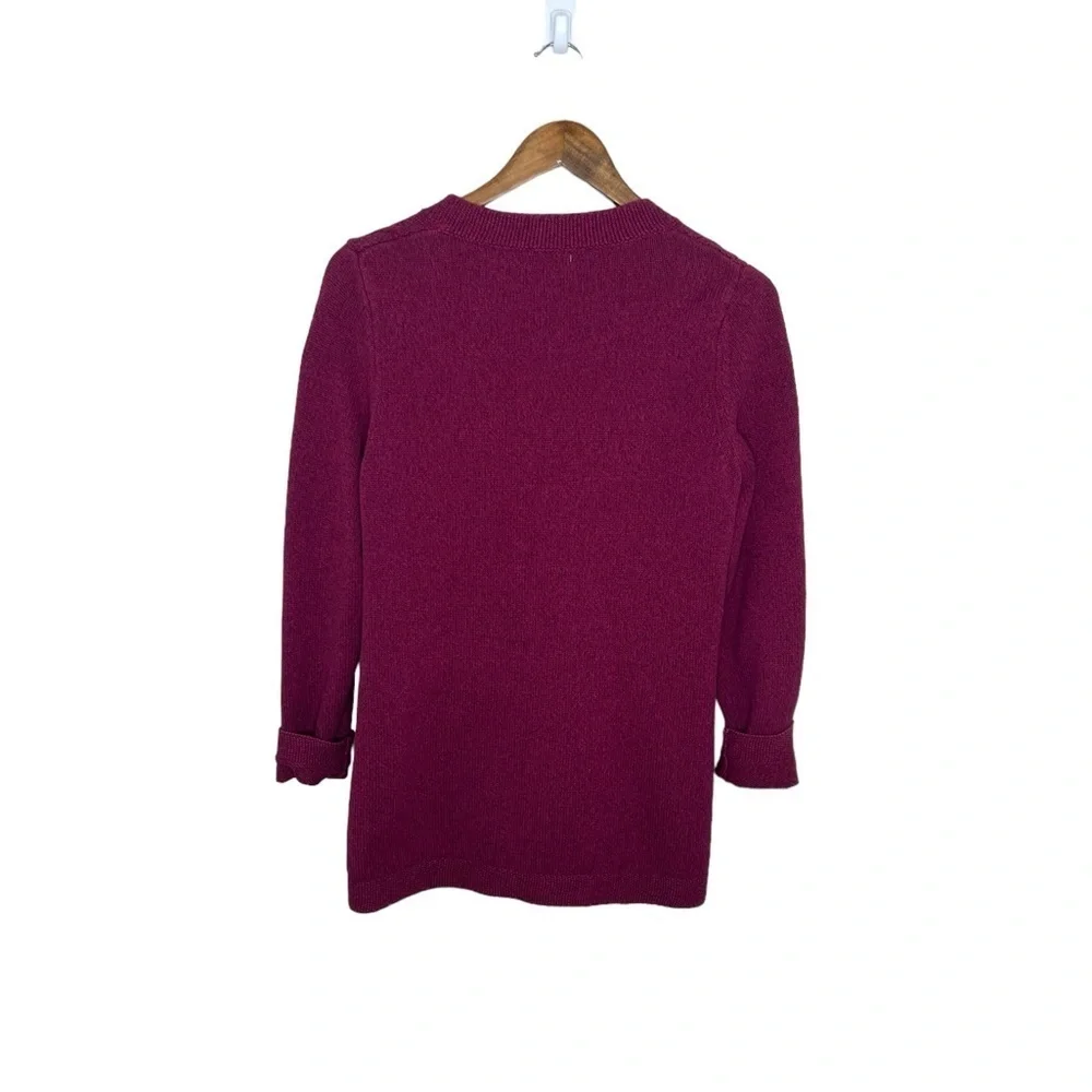 L. L. Bean Women’s Cable Knit Open Front Button Up Cardigan Sweater - Picture 4 of 10